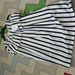 Mayoral girls size 12 blue and white stripped dress new with tags